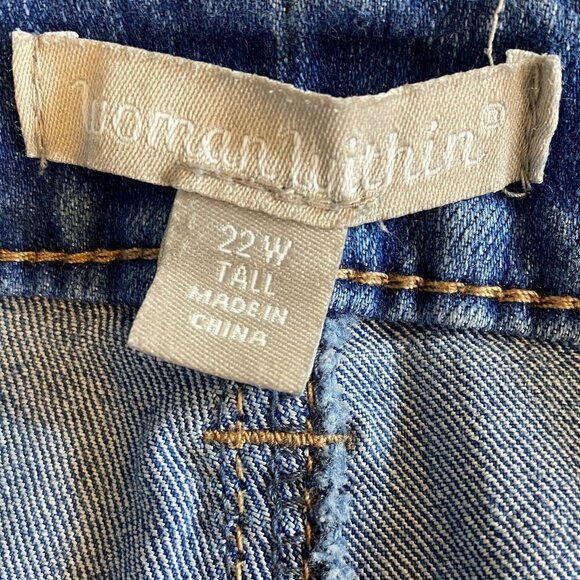 Woman Within Straight Leg Embroidered Blue Jeans Sz 22W Tall #344A - Picture 7 of 9